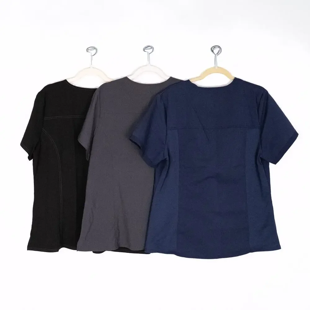 Dickies Women's Scrub Tops Shirts (Set of 3) XL Black Gray Blue Stretch Fabric - Picture 2 of 5